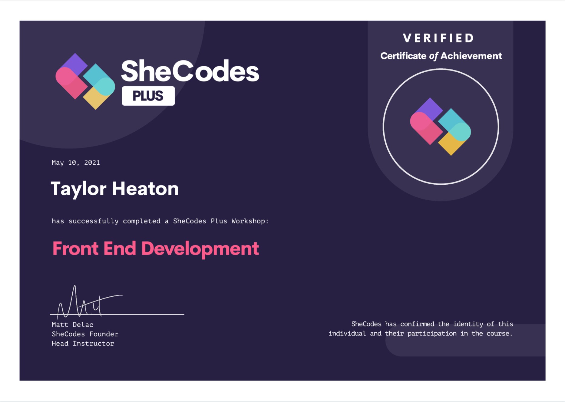 Taylor Heaton React Development Certification