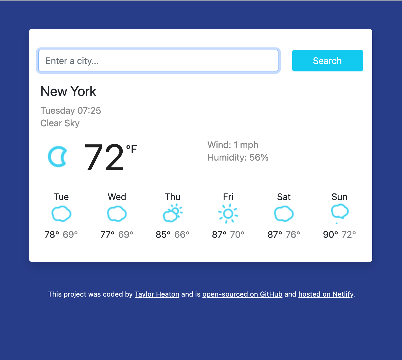 Weather application with forecast